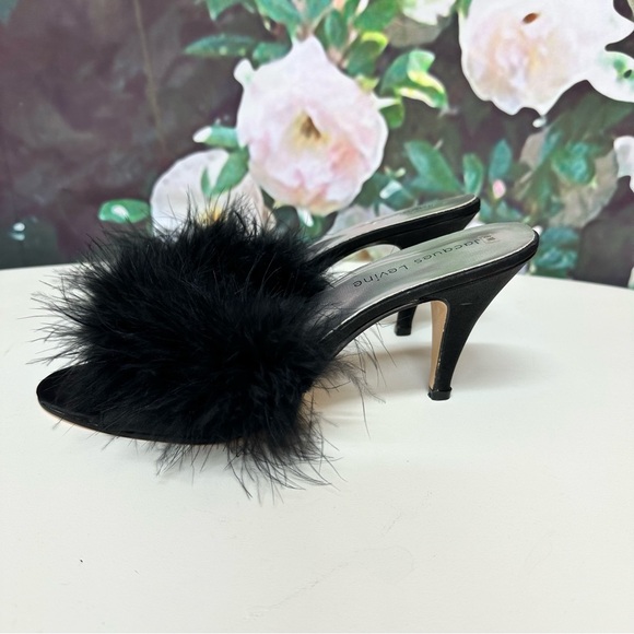 Jacques Levine Black Feather Slippers - Picture 5 of 7